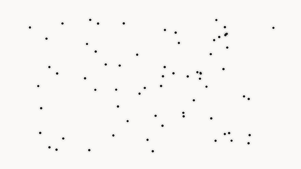 Charcoal dots joined by faint grey lines, illustrating search by meaning combined with the connections between related facts.